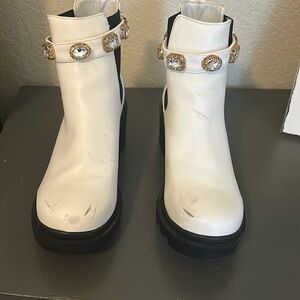 Steve Madden white studded boots